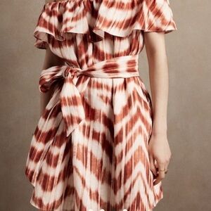 Banana Republic Meridian Orange Linen Off The Shoulder Mini Dress Size XS NWT